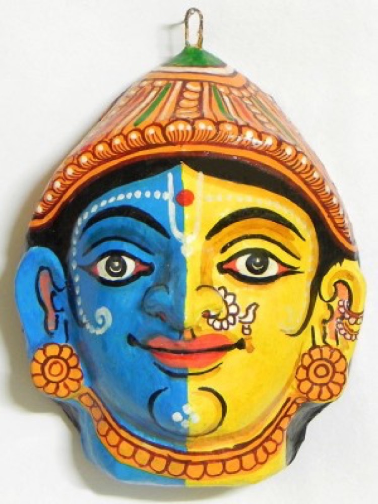 Blue and yellow radhe krishna mask
