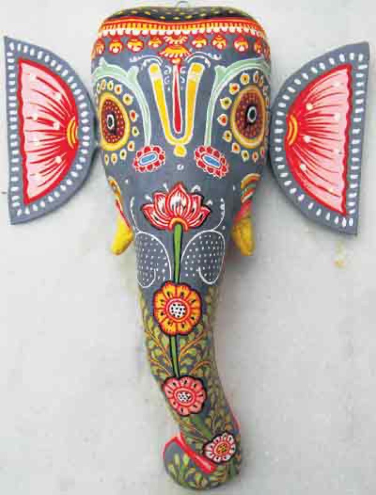 Gray,rad and yellow ganpati mask