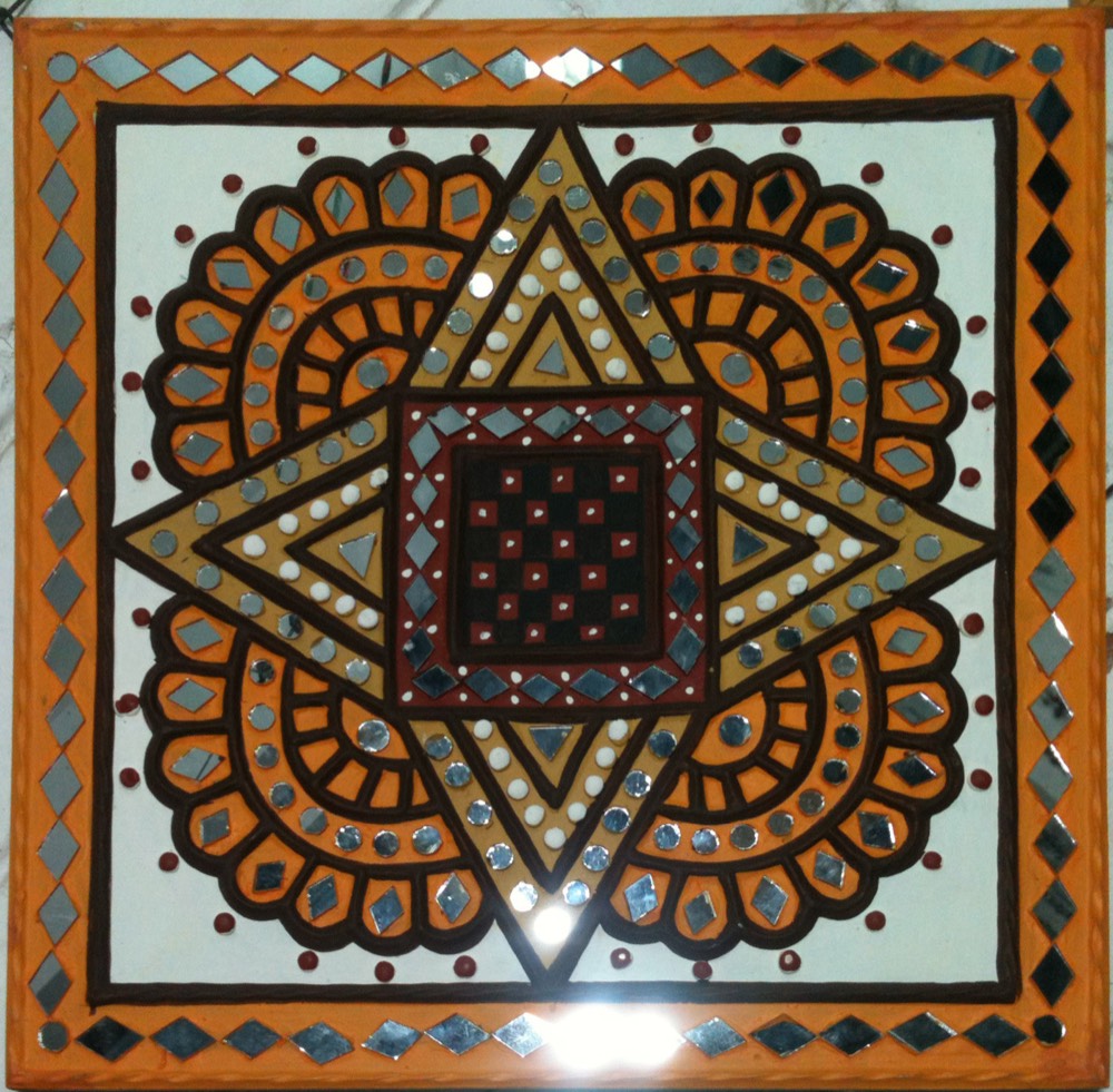 Oreange red color mud art