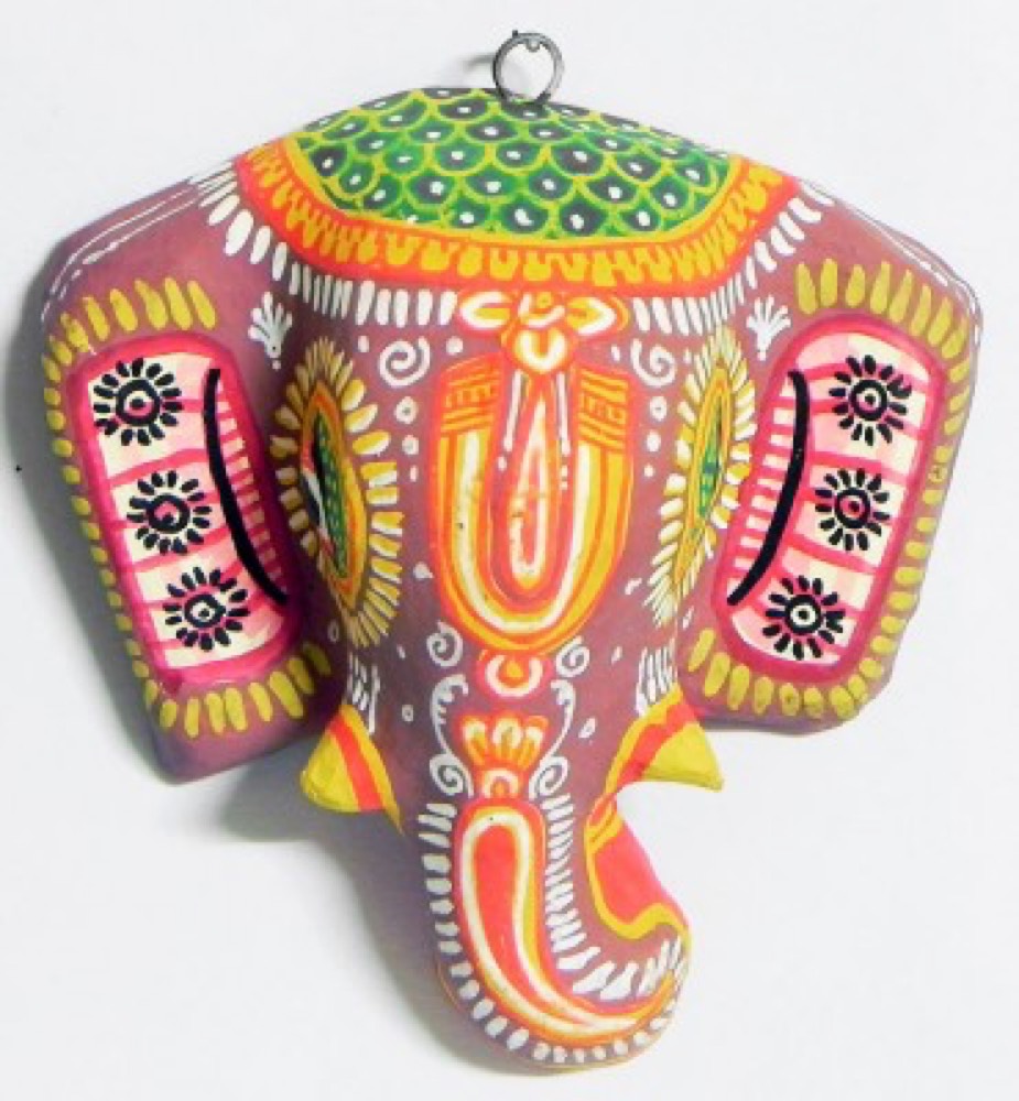 pink and green elephant mask