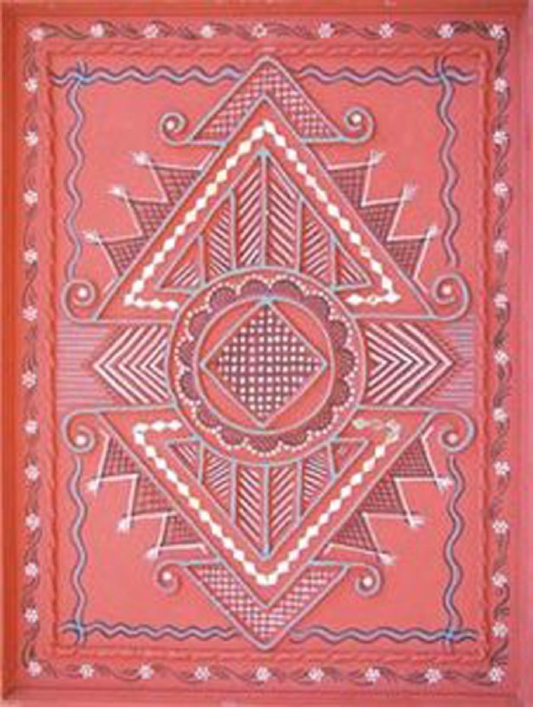 Pink Triangle Design Mud Art