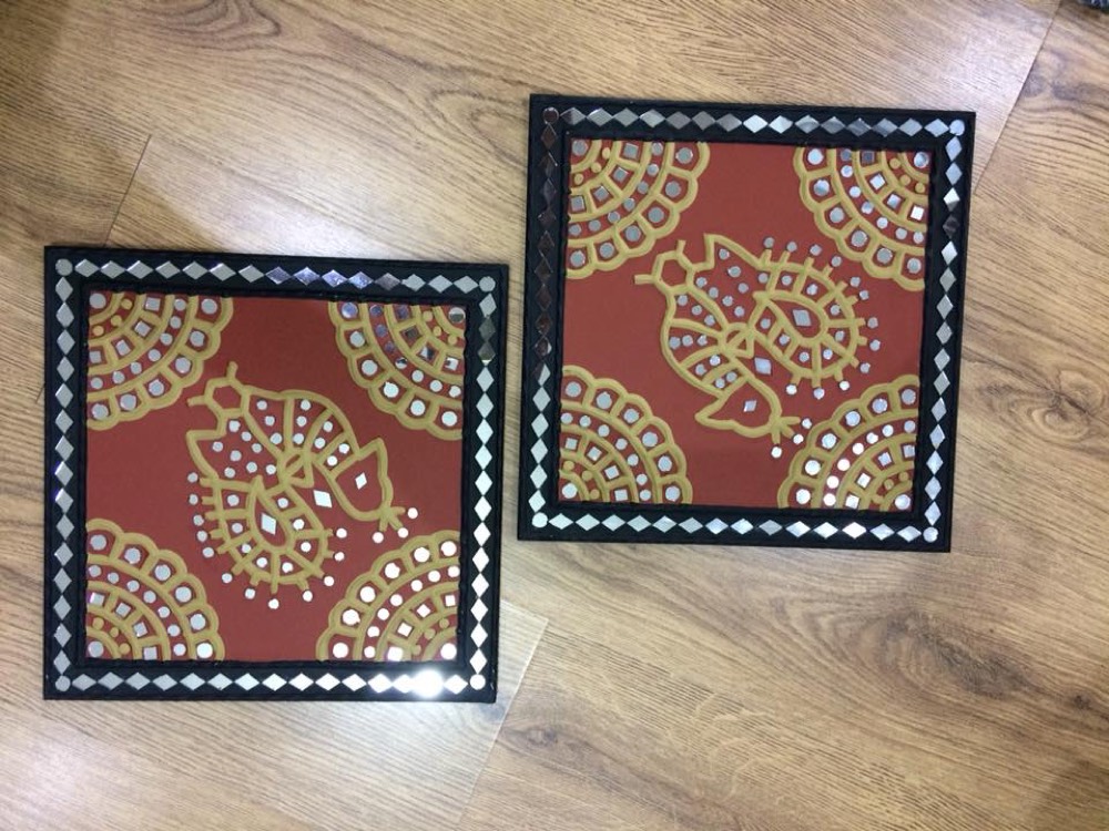 Red and black design two mud art