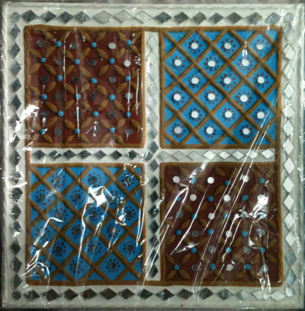 Red and  blue color mud art