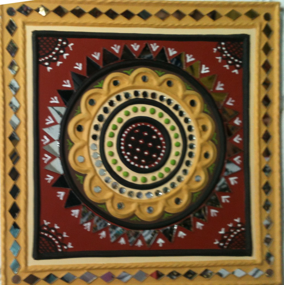 Red,green yellow mud art