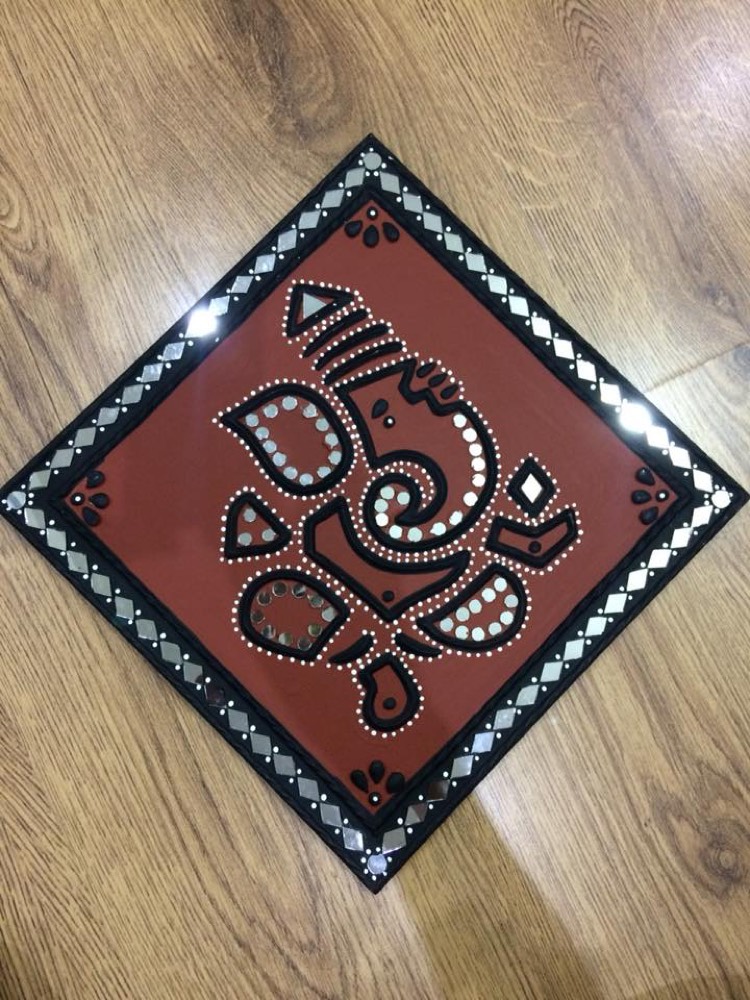 Red  mud art with ganpati design