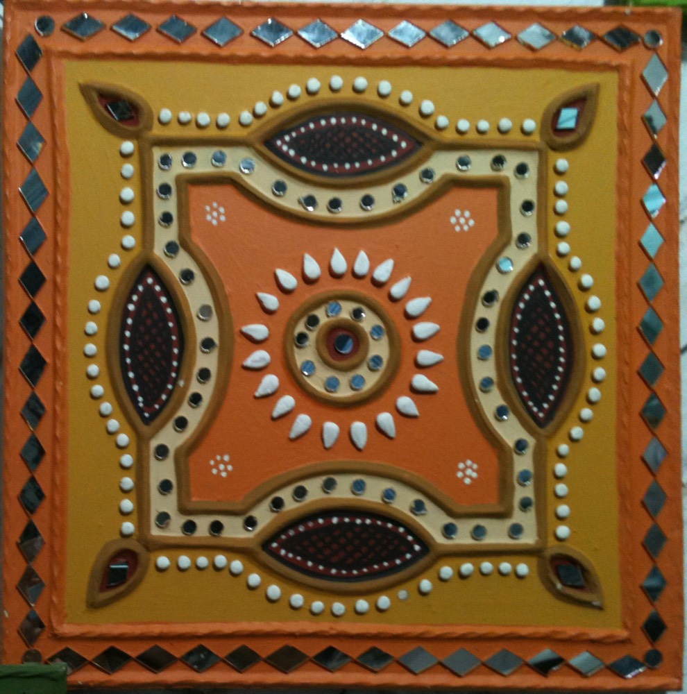 Square yellow mud art