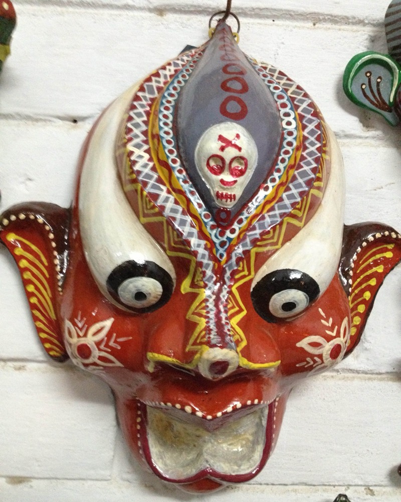 White and red mask