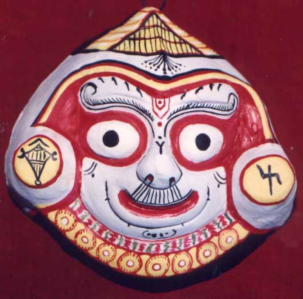 White and red mask