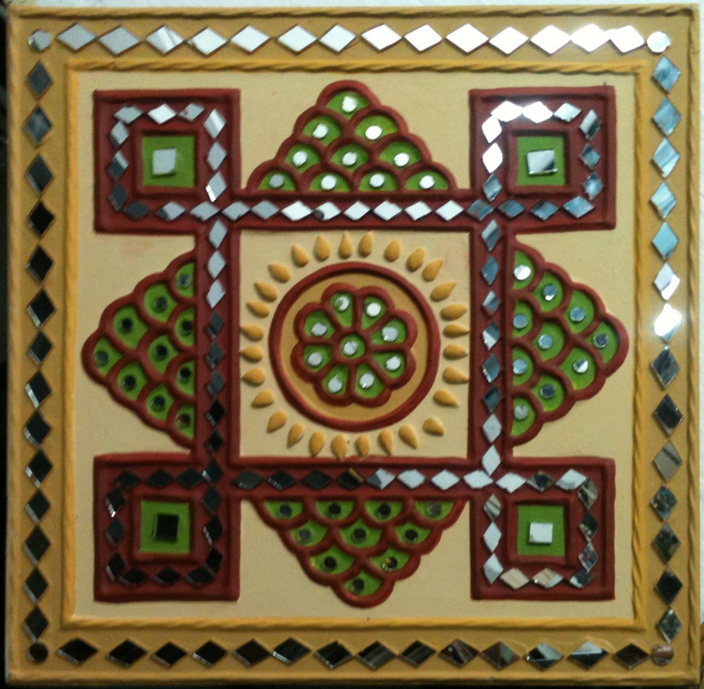 White red green mud art